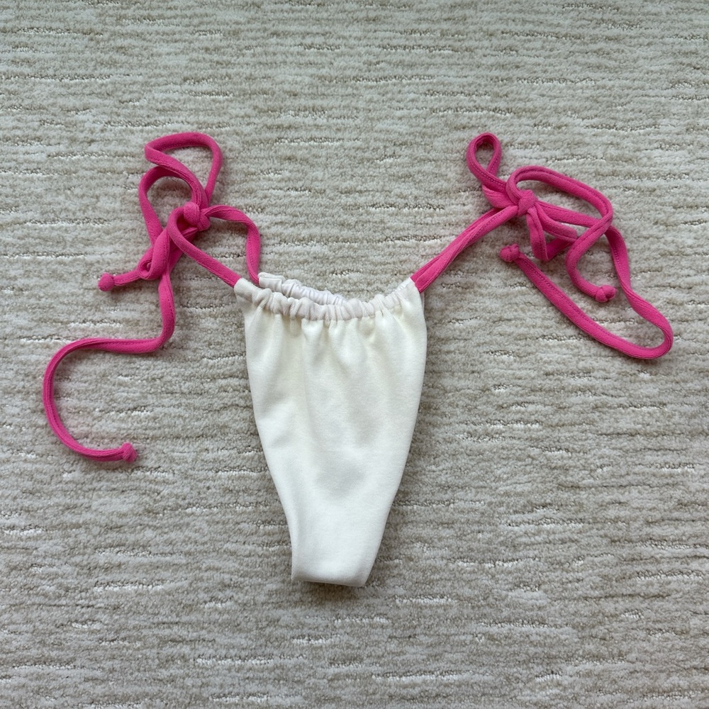 Frankie‘s pink and white thong tie bikini bottom